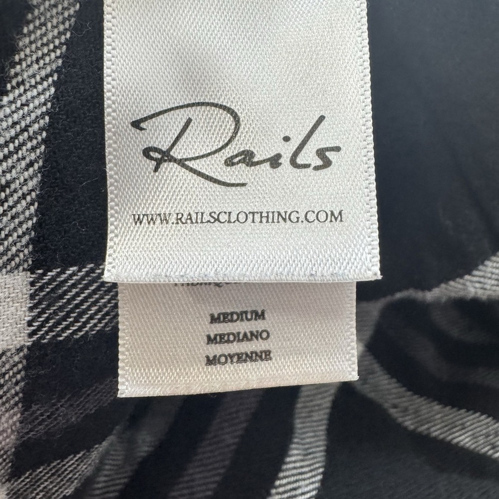 Rails Milo Button Up Shirt Women's Medium Black Ivory Plaid Cowgirl LS **Flaw - Picture 8 of 12